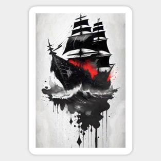 Ink Style Pirate Ship Sticker